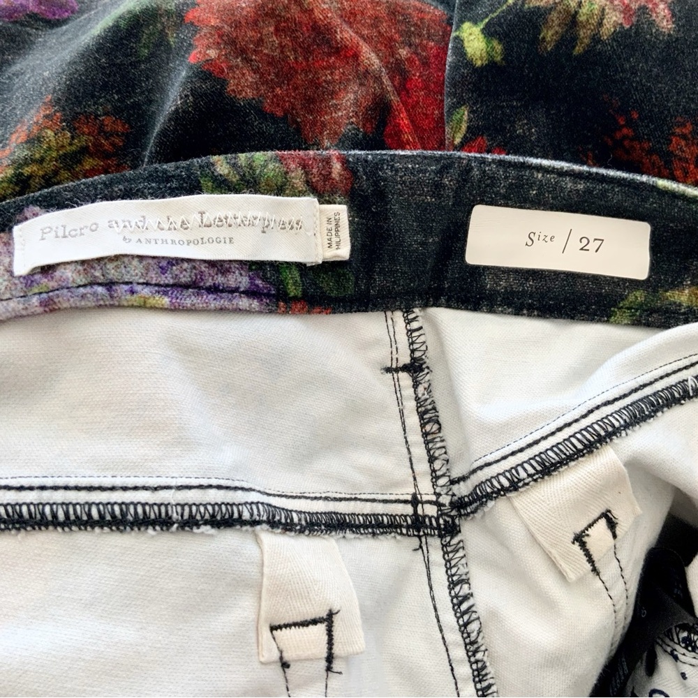 New Anthropologie Pilcro Velvet Floral Pants High Rise Skinny Ankle Size 27 - Picture 10 of 11